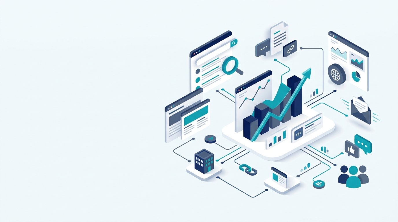 Digital outreach and online growth illustration